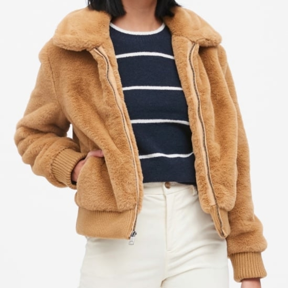 Banana Republic Woman's Tan Faux Fur Jacket